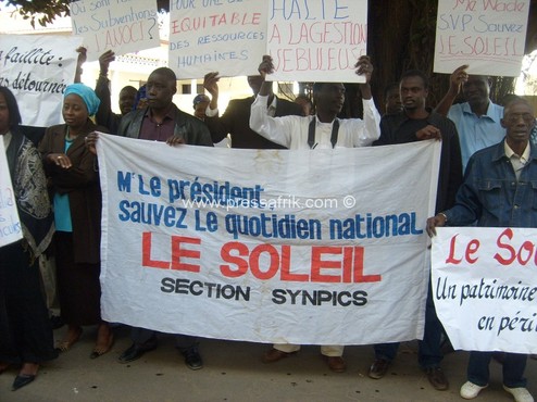 Quotidien national Le Soleil : Les travailleurs annoncent un sit-in et une grève de la faim